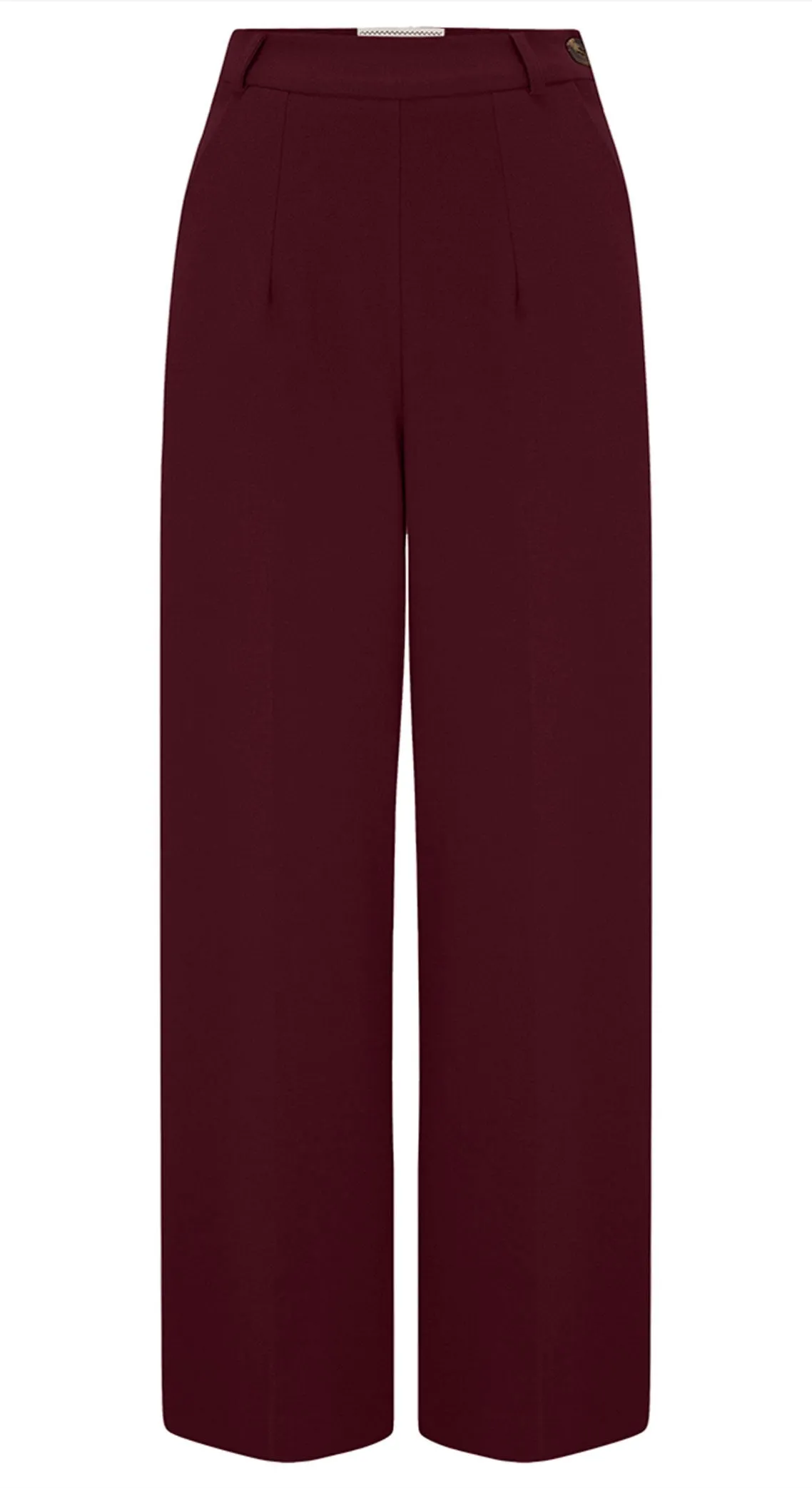 1940s Wide Leg Trousers in Burgundy