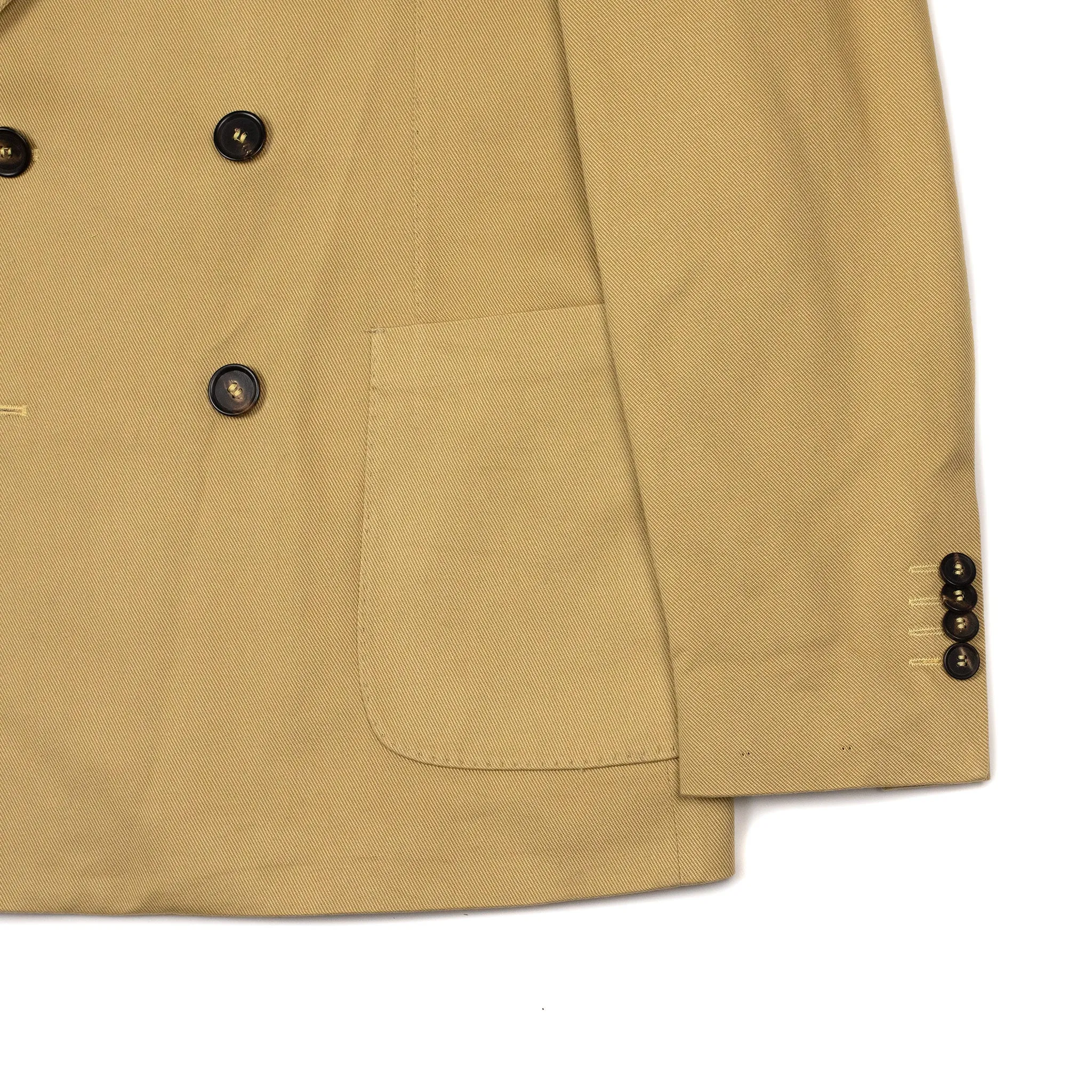 Aadolfo double-breasted suit in beige cotton twill