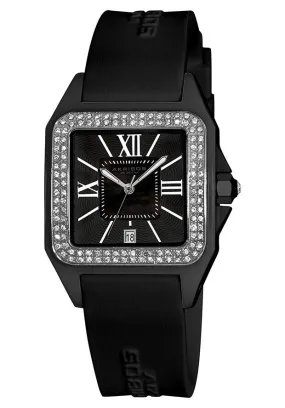 Akribos XxivBlack Mother of Pearl Dial Black Ceramic Ladies Watch AK546BK