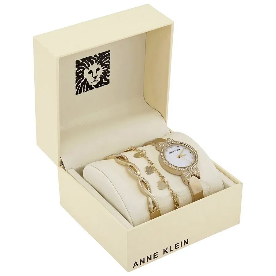 Anne Klein Mother of Pearl Dial Quartz Ladies Watch and Bracelet Set AK/3362GBST