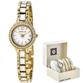 Anne Klein White Dial Ladies Watch and Bracelet Set ANK/3396WTST