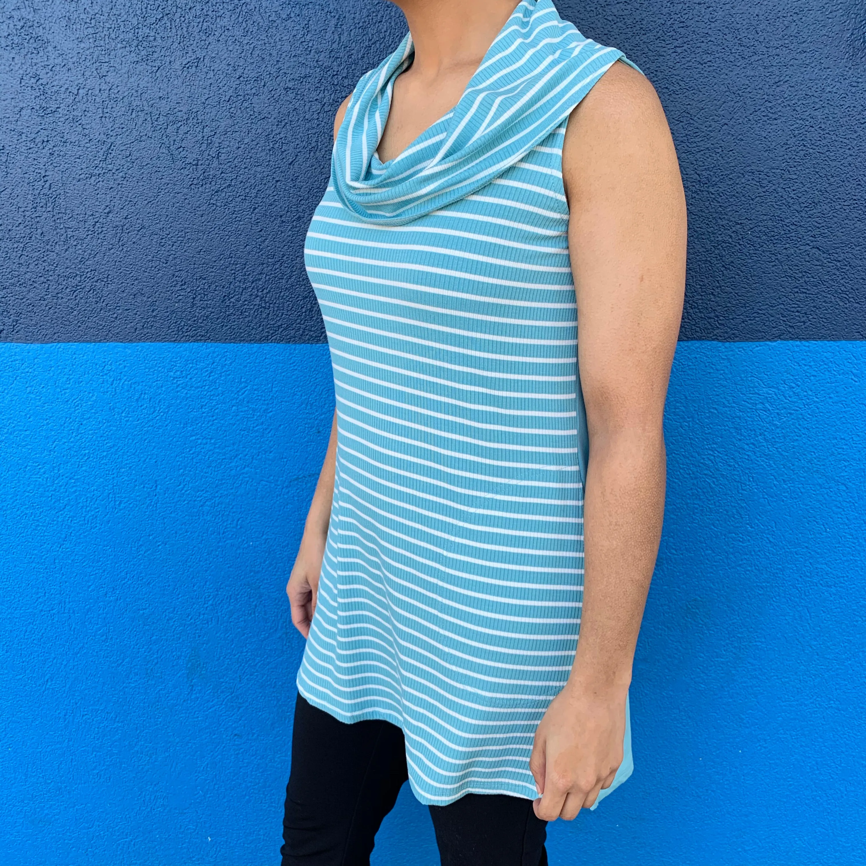 Aquatic Stripe Sleeveless Tunic w/ Pockets