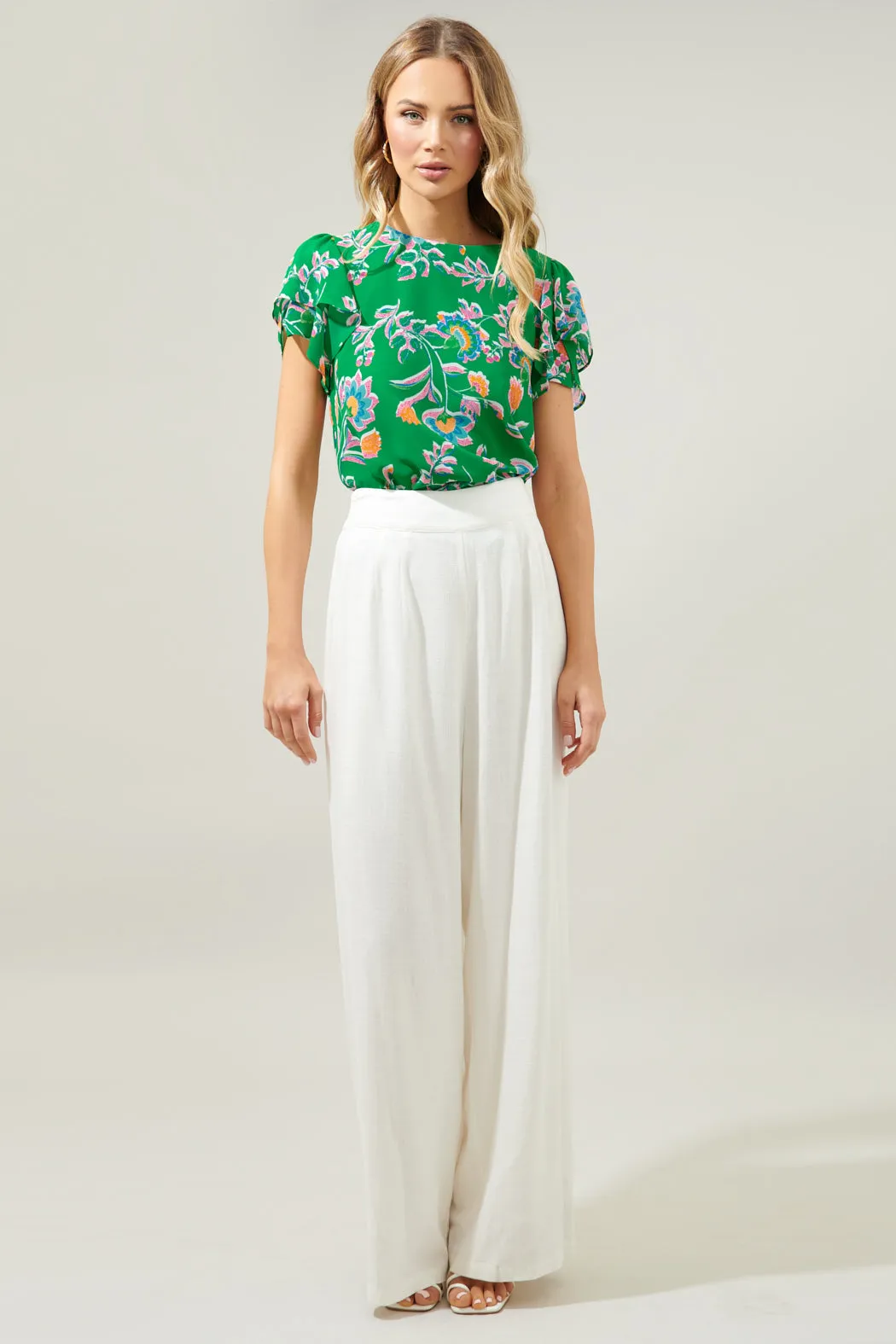 Belize Floral Deja Chiffon Blouse