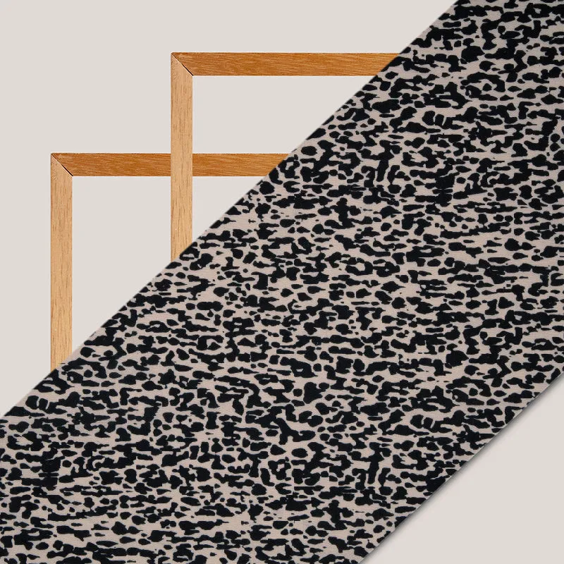 Black And Beige Animal Digital Print Rayon Fabric