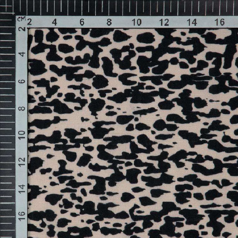 Black And Beige Animal Digital Print Rayon Fabric