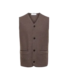 Boiled Wool Vest - Brown