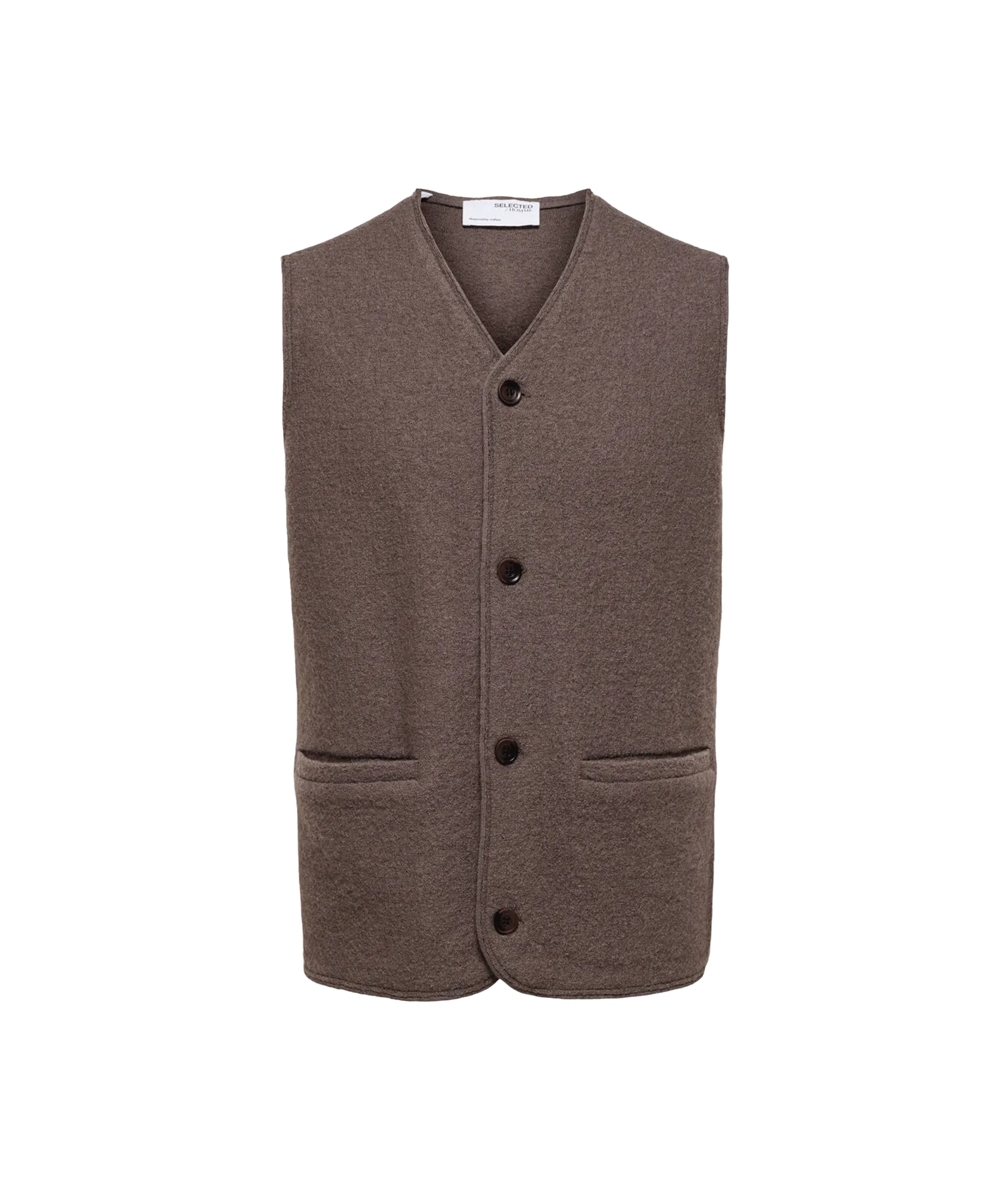 Boiled Wool Vest - Brown