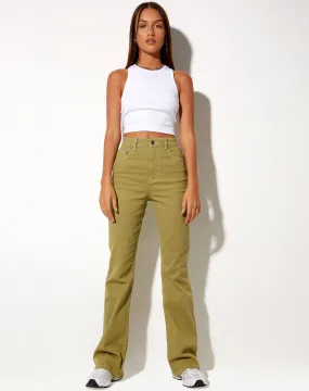 Bootleg Jeans in Green Moss