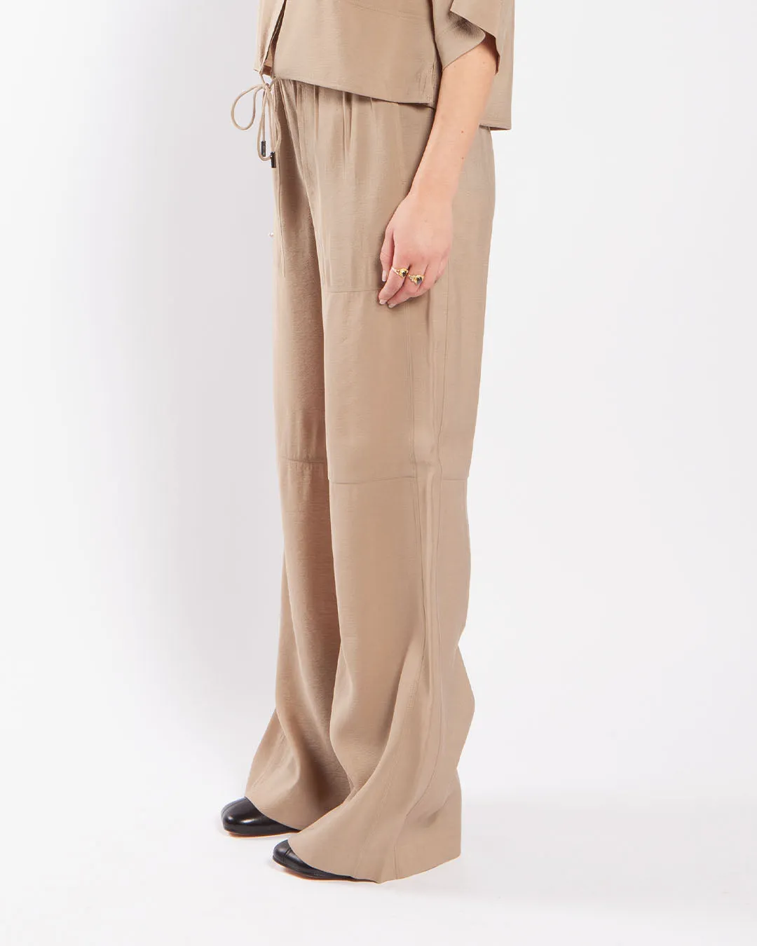 Calvin Klein Textured Wide Leg Pants Dune