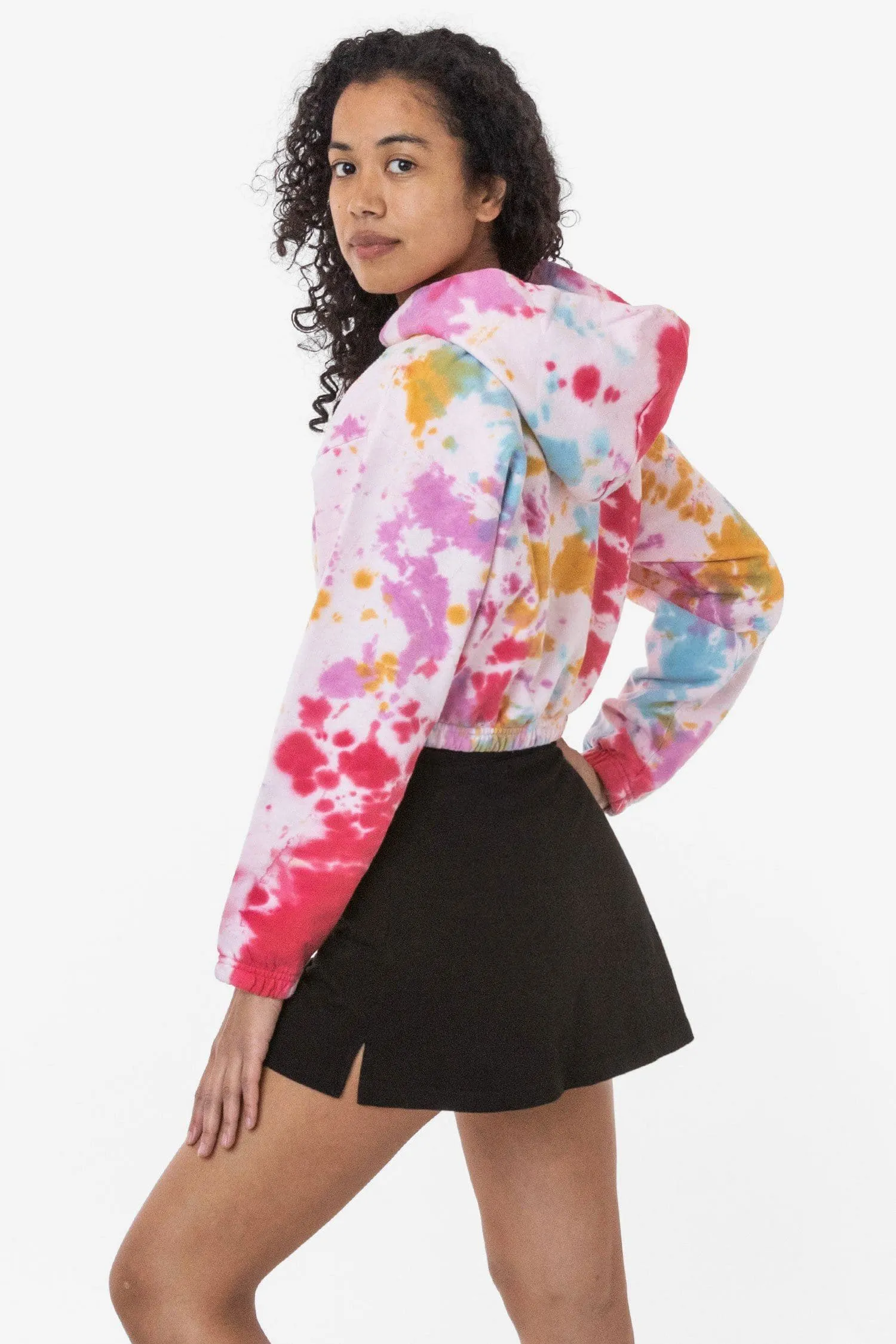 CF399TD - Tie Dye Cropped Pullover Hoodie