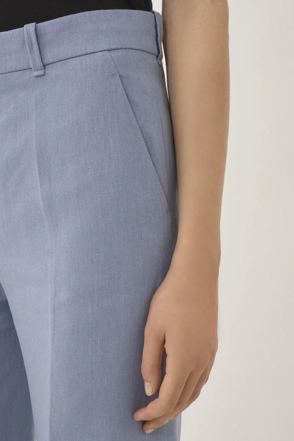 Chloé Linen Canvas Wide Leg Pant - Pebble Blue