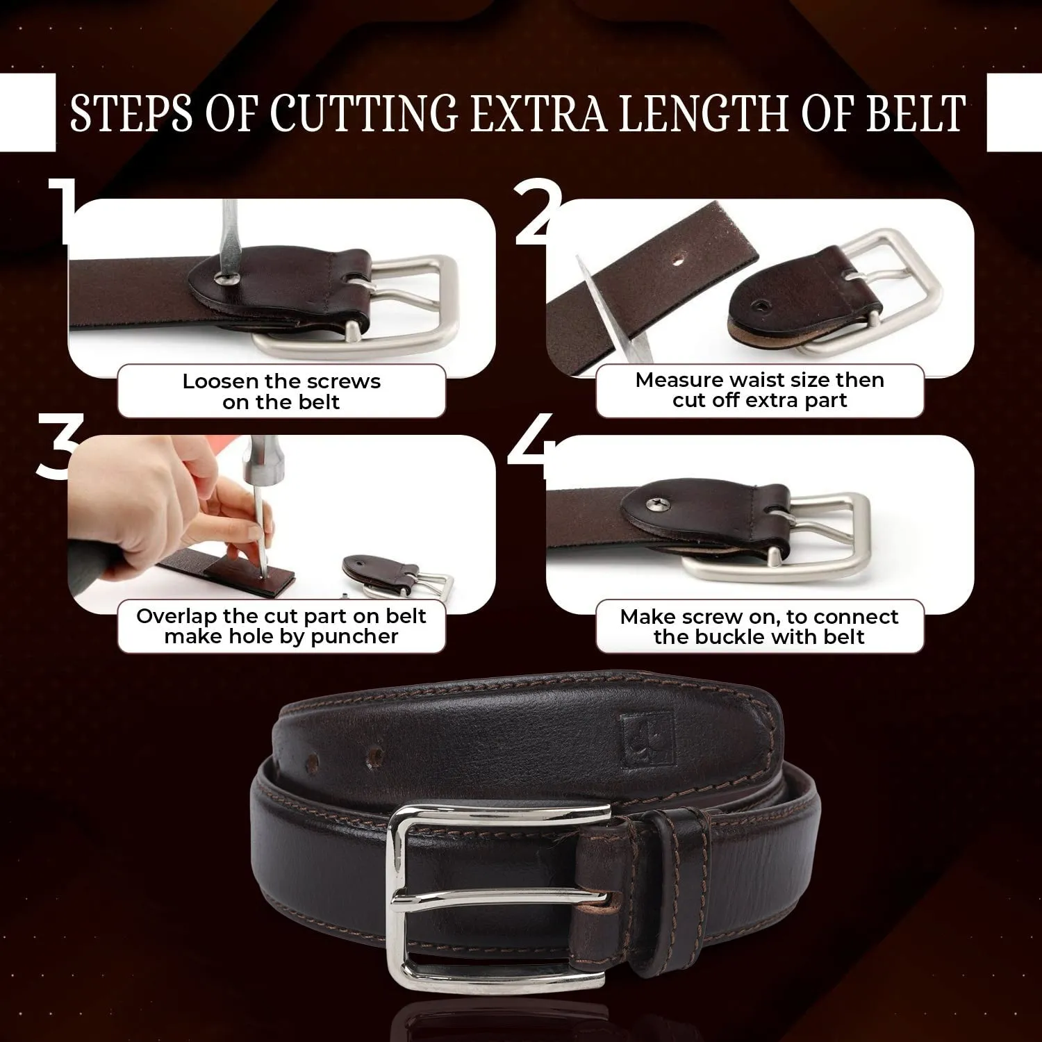 CIMONI Classy Genuine Leather Trendy Travel Formal Office Daytrip Belt ( 1 Year Gurantee)