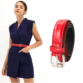 CIMONI Leather women belt of casual & formal uses [Red Color]