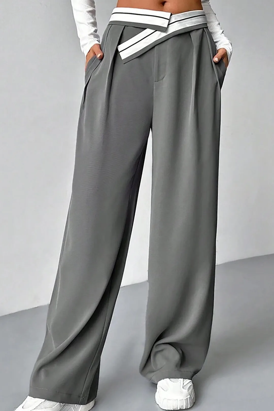 Color Block Wide Leg Trousers