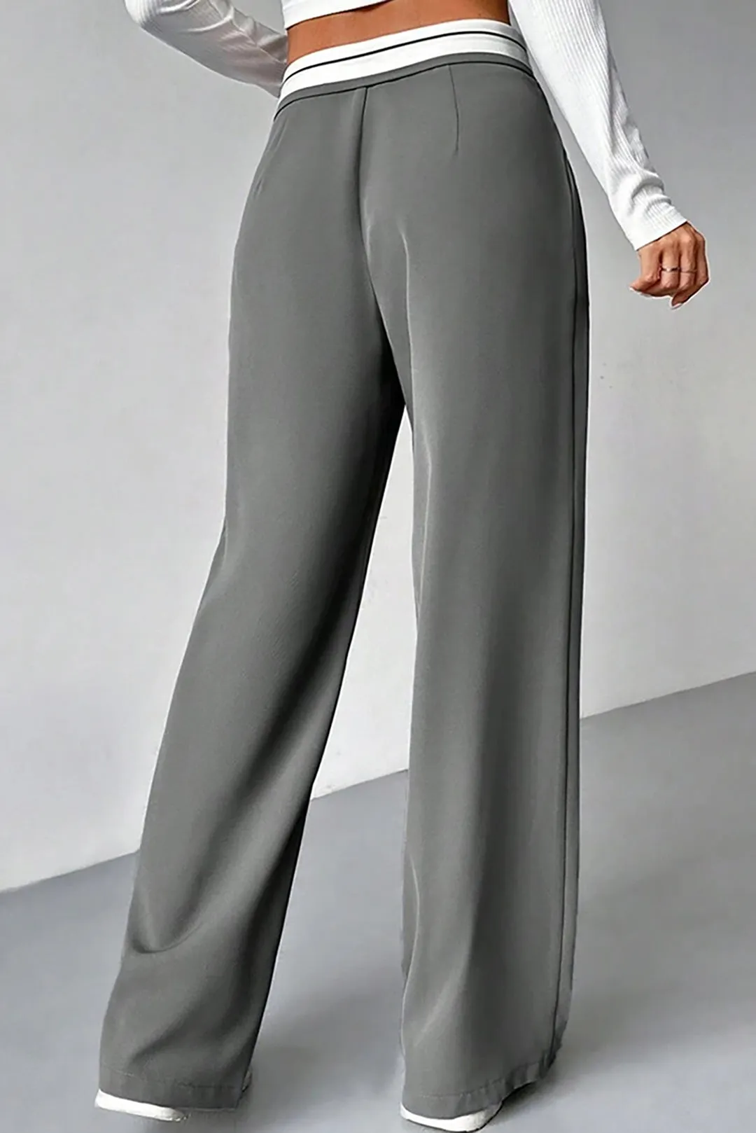 Color Block Wide Leg Trousers