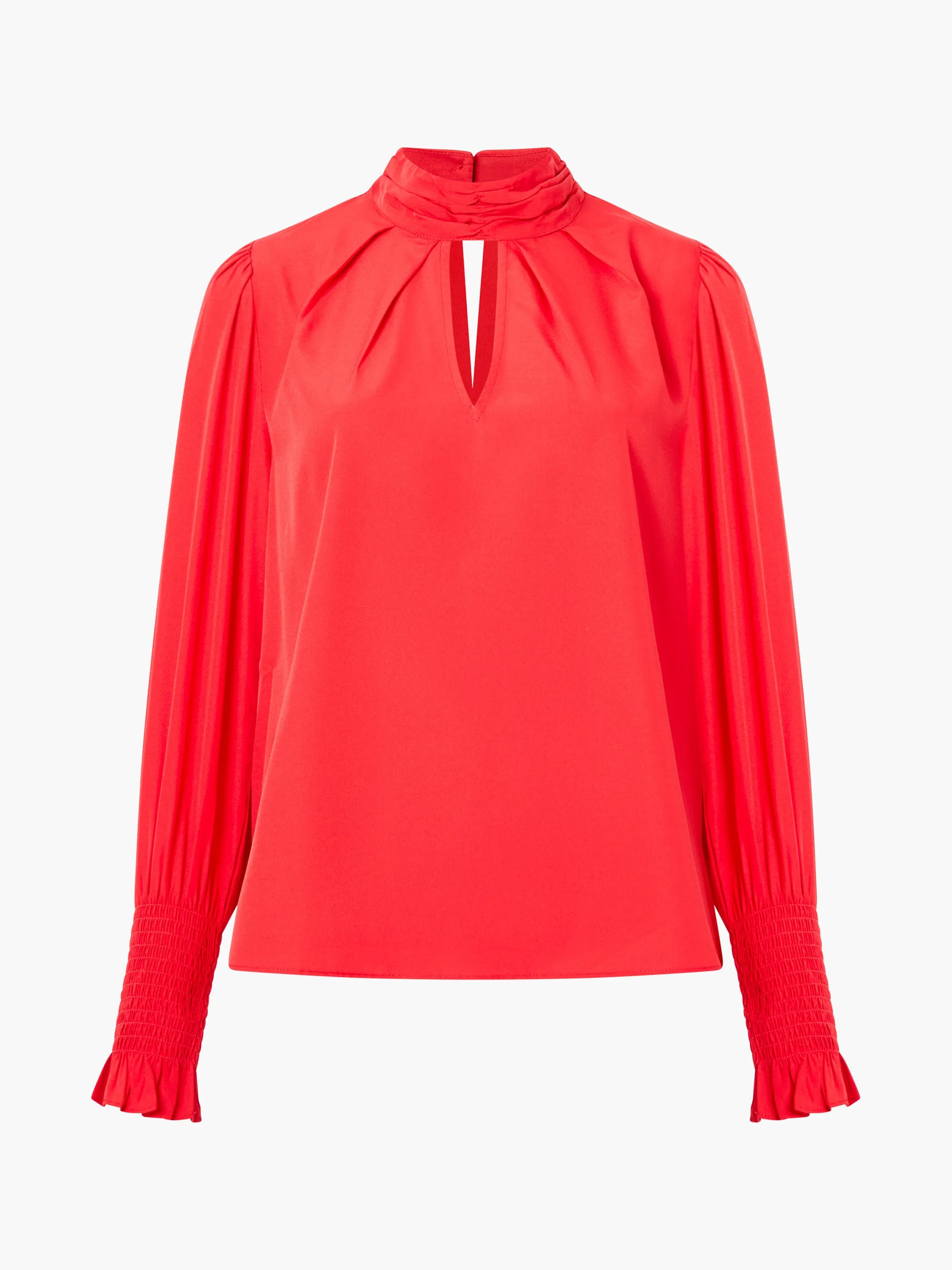 Crepe Light Keyhole Long Sleeve Blouse