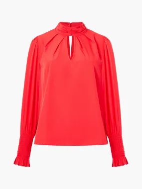 Crepe Light Keyhole Long Sleeve Blouse