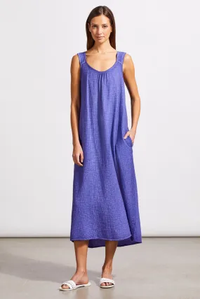 CRINKLED COTTON GAUZE DRESS WITH ADJUSTABLE STRAPS AND POCKETS-Ultra violet