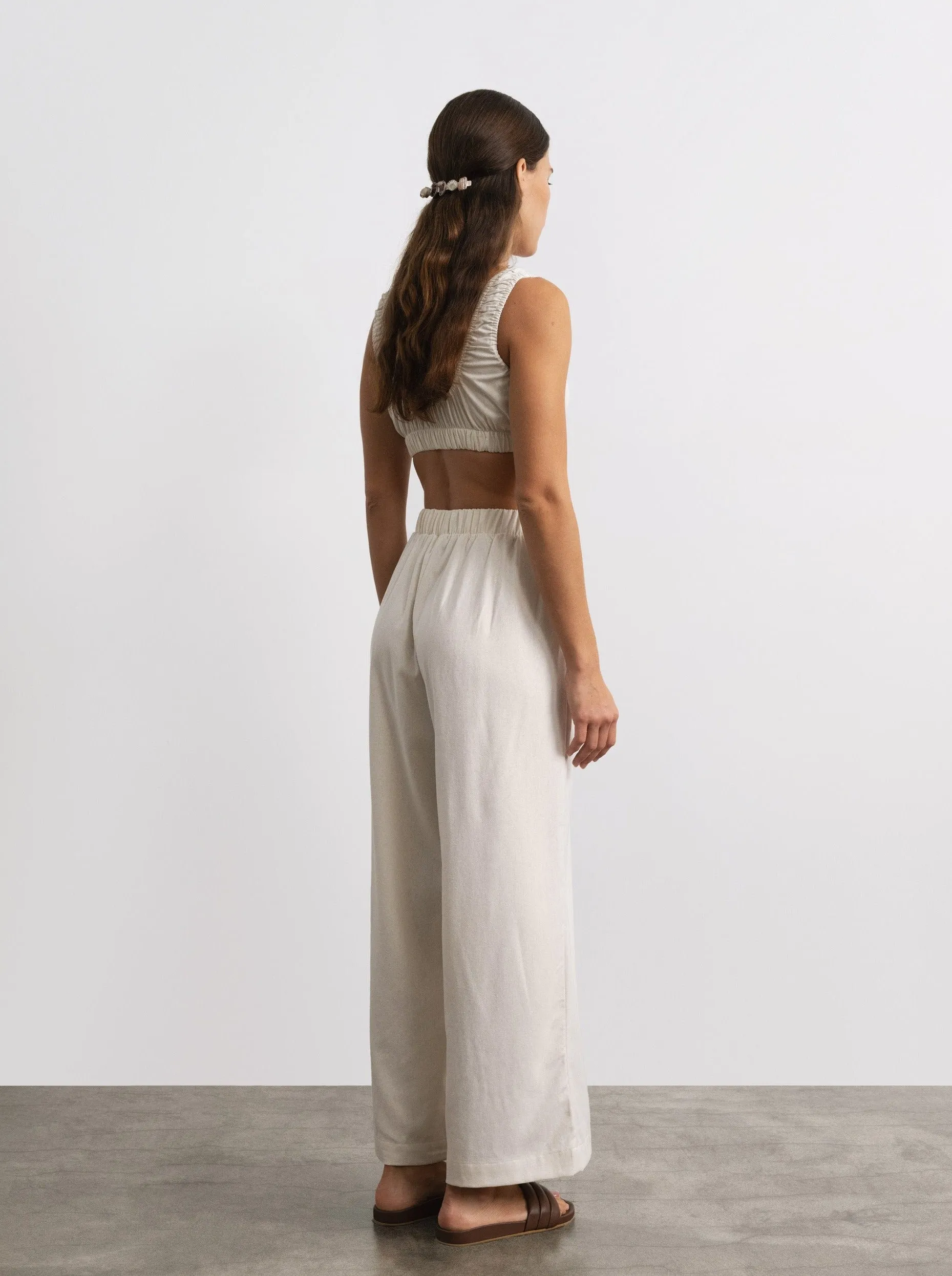 Crop Wide Leg, Regen Silk Noil, Natural