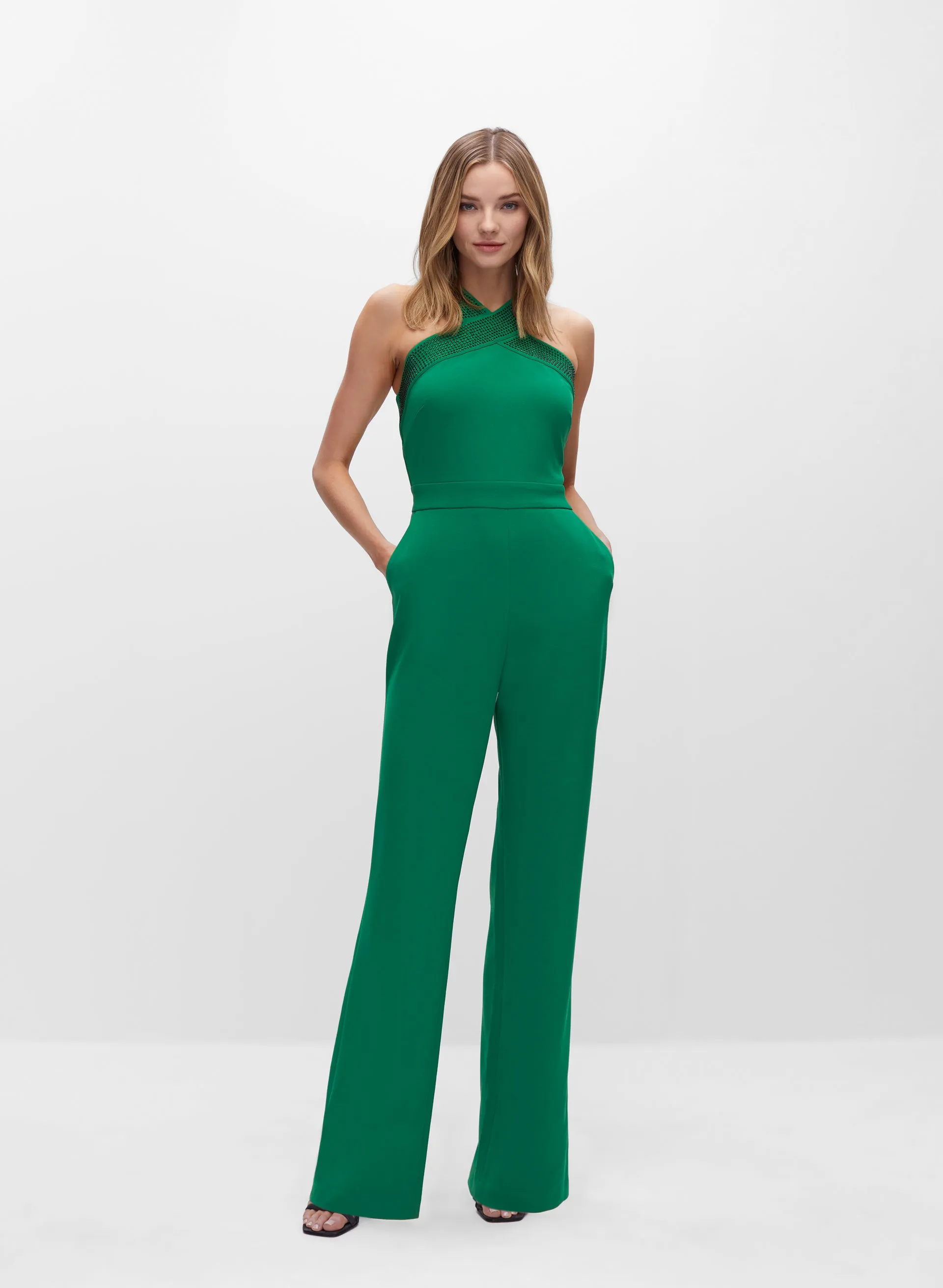 Crossover Halter Neck Jumpsuit