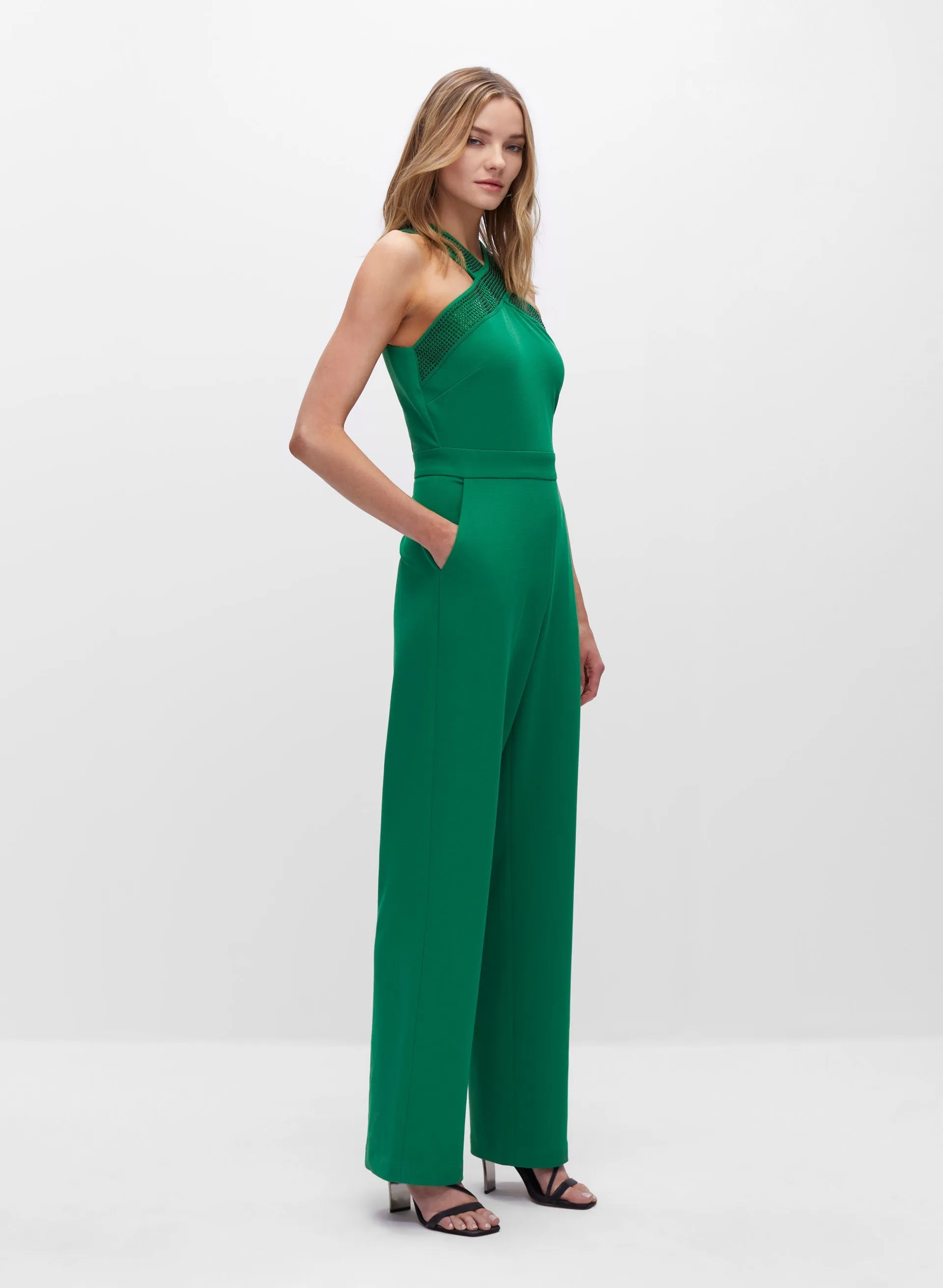 Crossover Halter Neck Jumpsuit