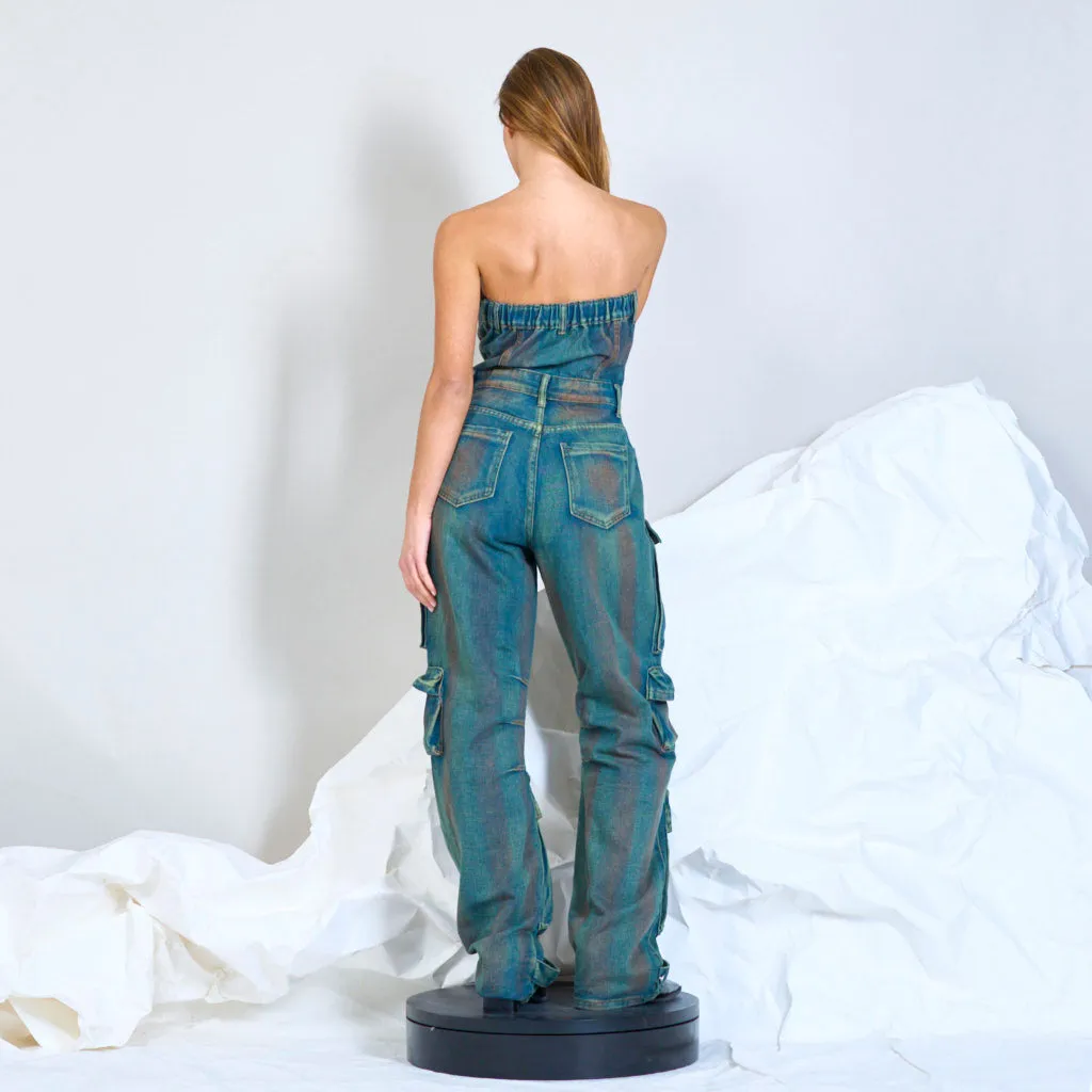 Denim tube jumpsuit wholesale