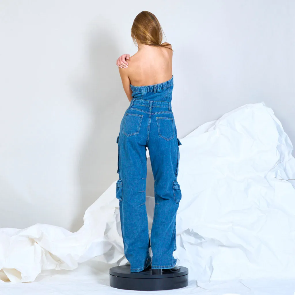 Denim tube jumpsuit wholesale