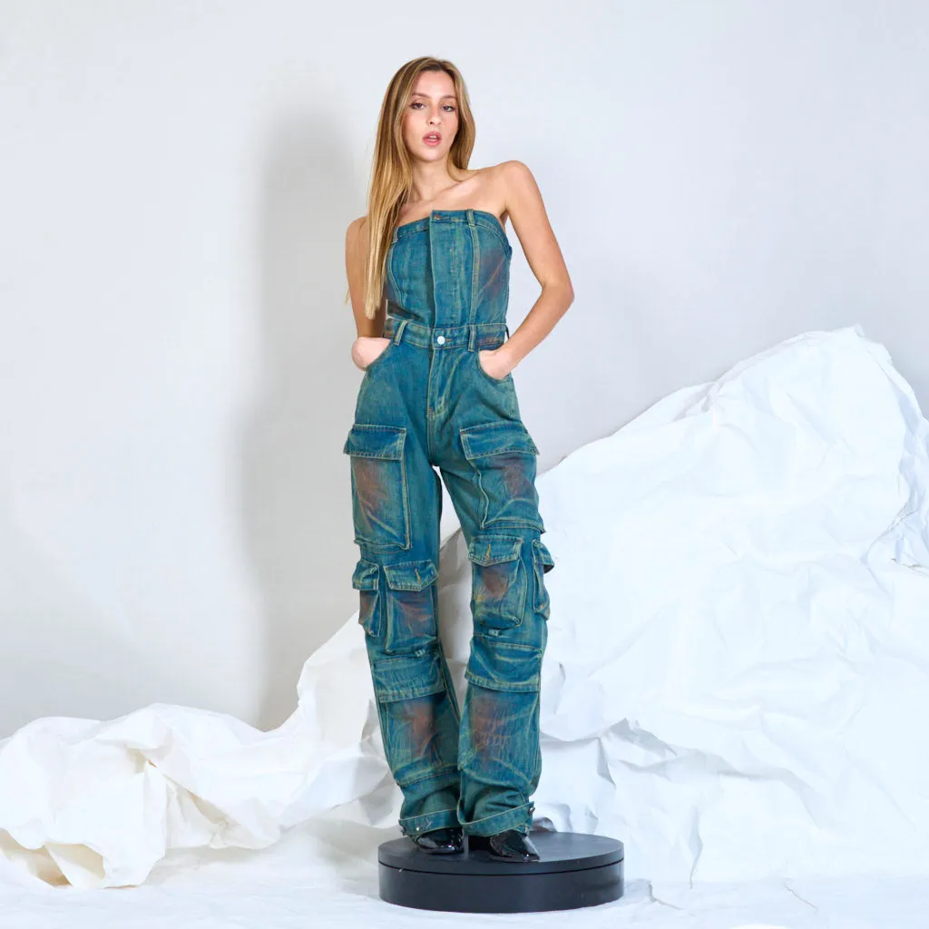 Denim tube jumpsuit wholesale