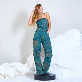 Denim tube jumpsuit wholesale