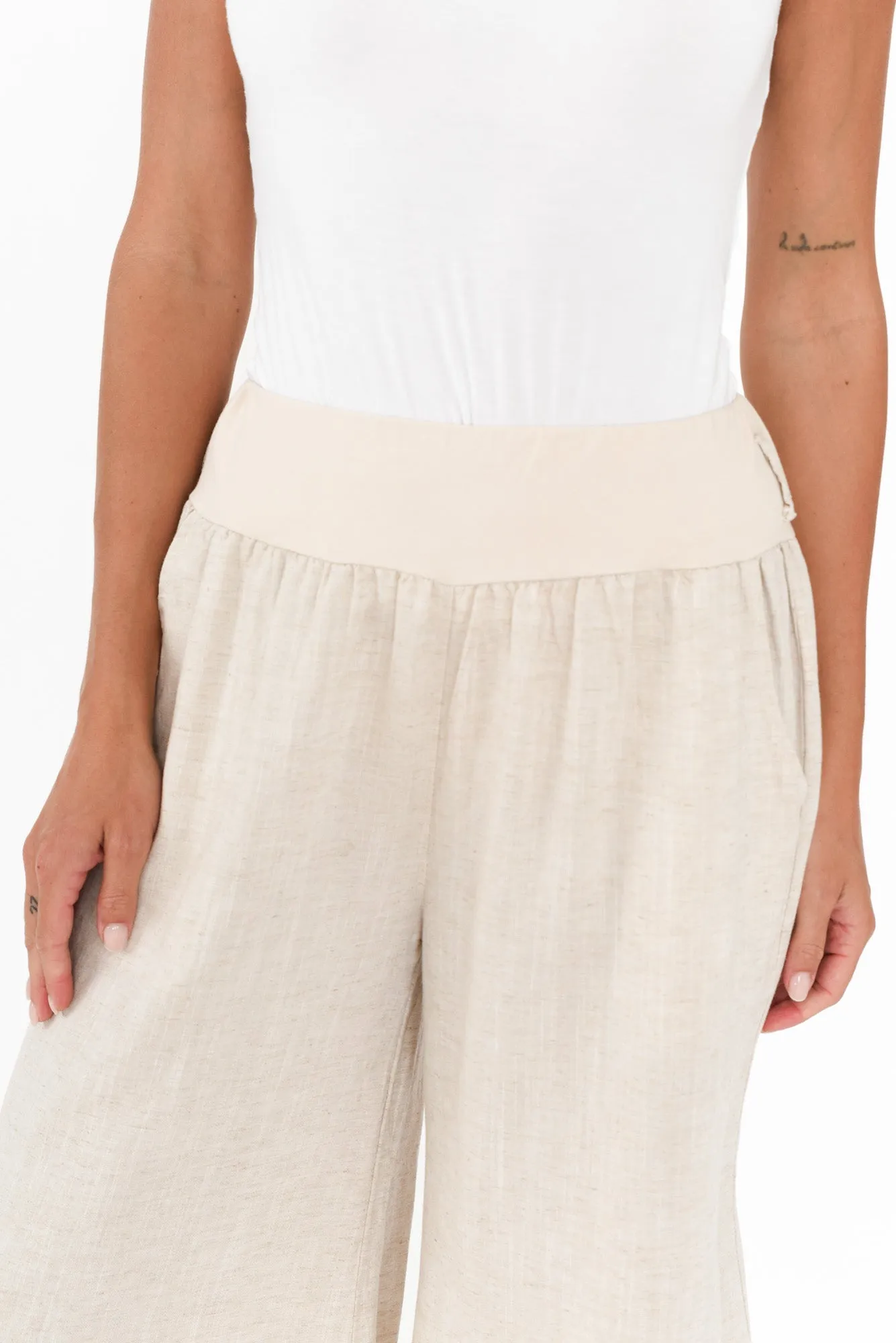 Emeline Beige Wide Leg Pants