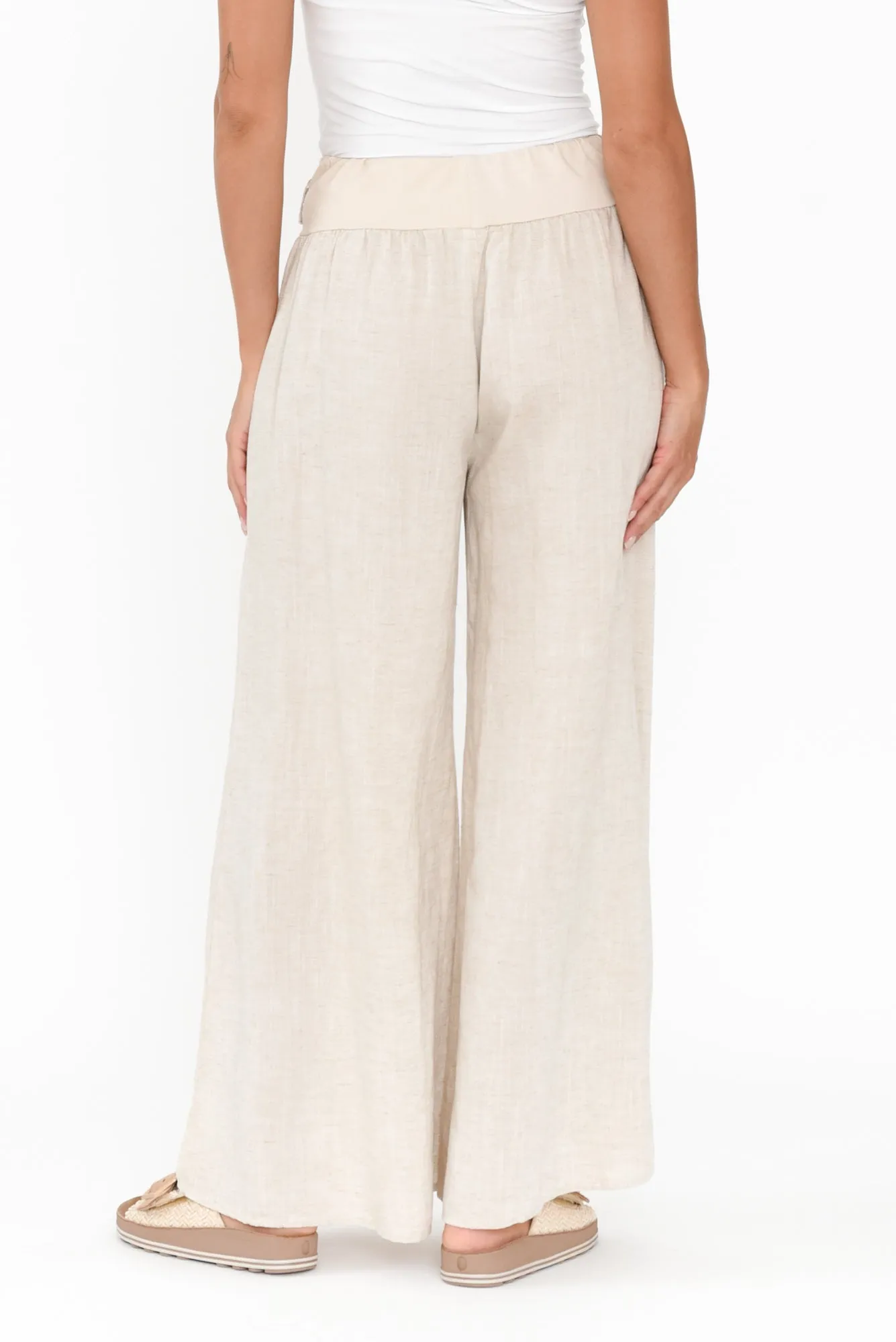 Emeline Beige Wide Leg Pants