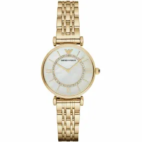 Emporio Armani AR1907 Motherof Pearl Dial Gold-Tone Stainless Steel Ladies Watch