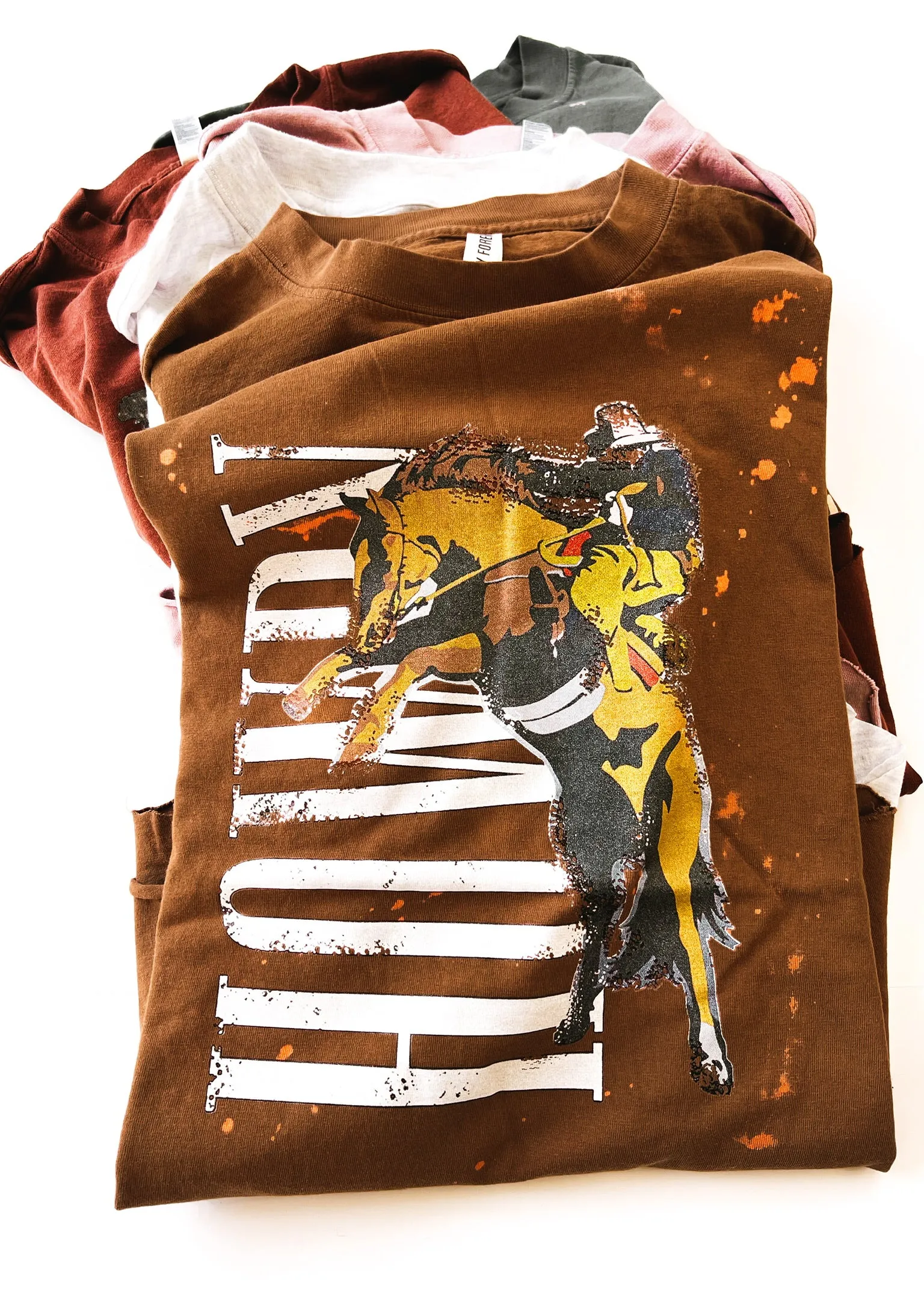 FINAL SALE: HOWDY COWBOY BLEACHED OUT SIDE SLIT TEE