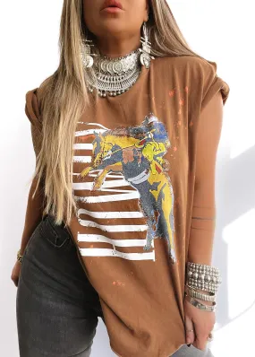 FINAL SALE: HOWDY COWBOY BLEACHED OUT SIDE SLIT TEE