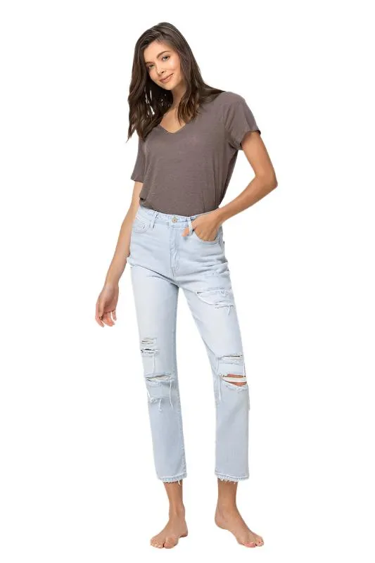 Flying Monkey Vervet SUPER HIGH RISE DISTRESSED CROP STRAIGHT