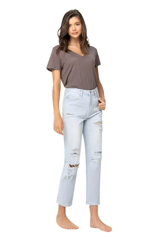 Flying Monkey Vervet SUPER HIGH RISE DISTRESSED CROP STRAIGHT