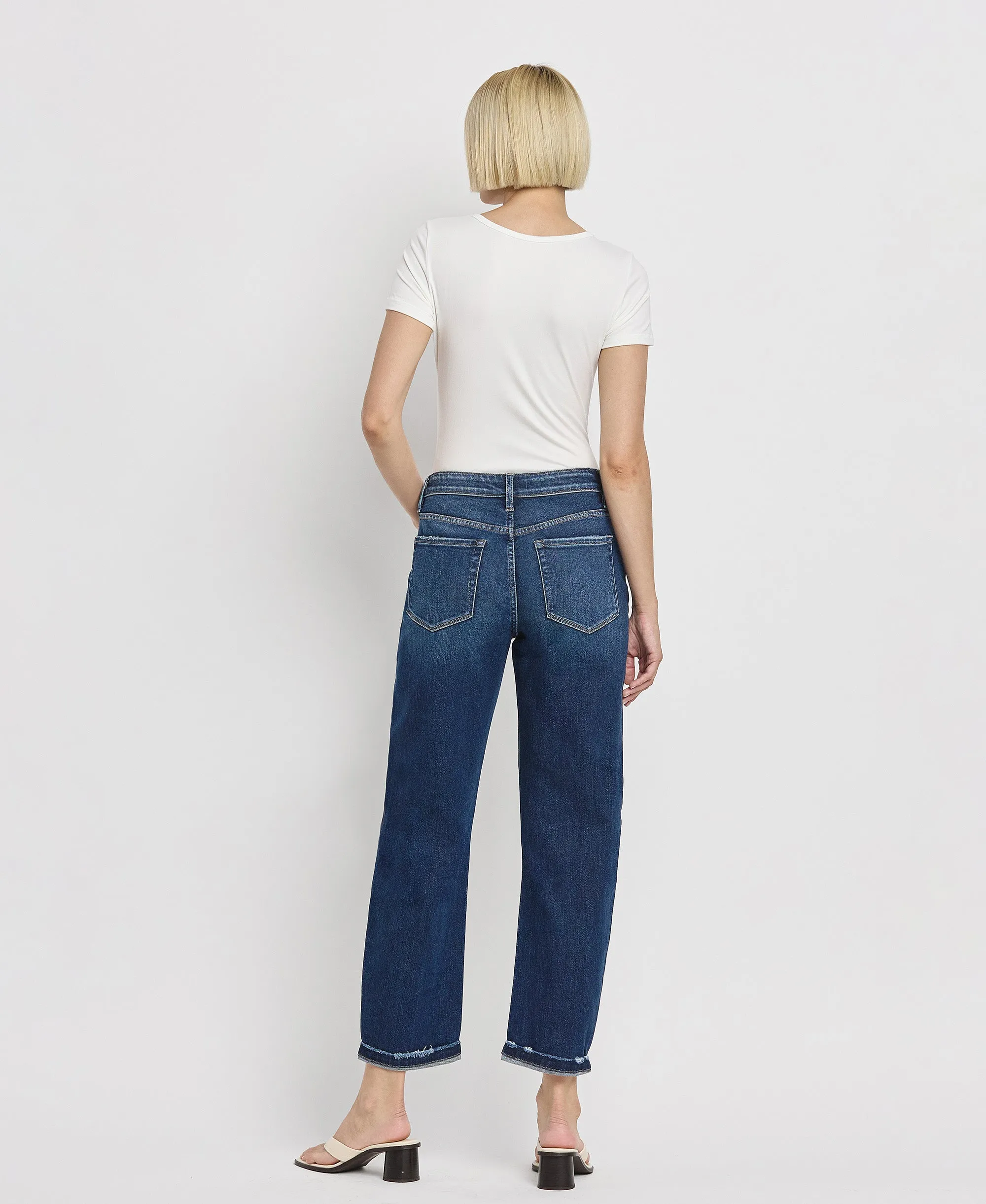 Glaucous - High Rise Cuffed Barrel Jeans