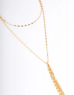 Gold Glistening Tassel Necklace