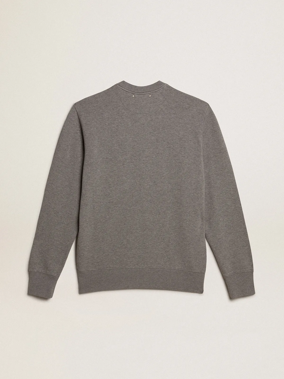 Gray melange cotton sweatshirt with embroidered lettering