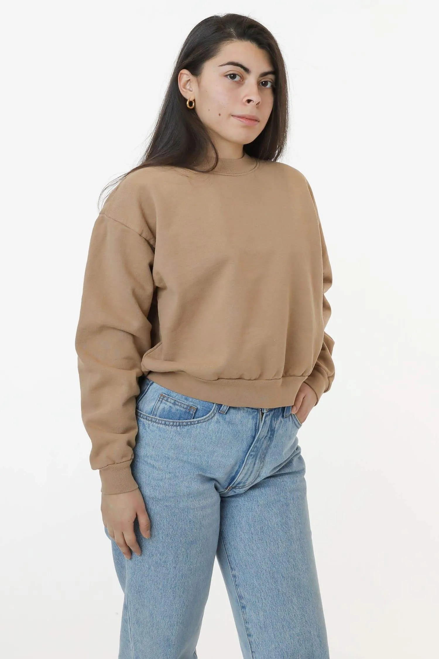 HF06GD - 14 oz Garment Dye Heavy Fleece Cropped Mock Neck Pullover