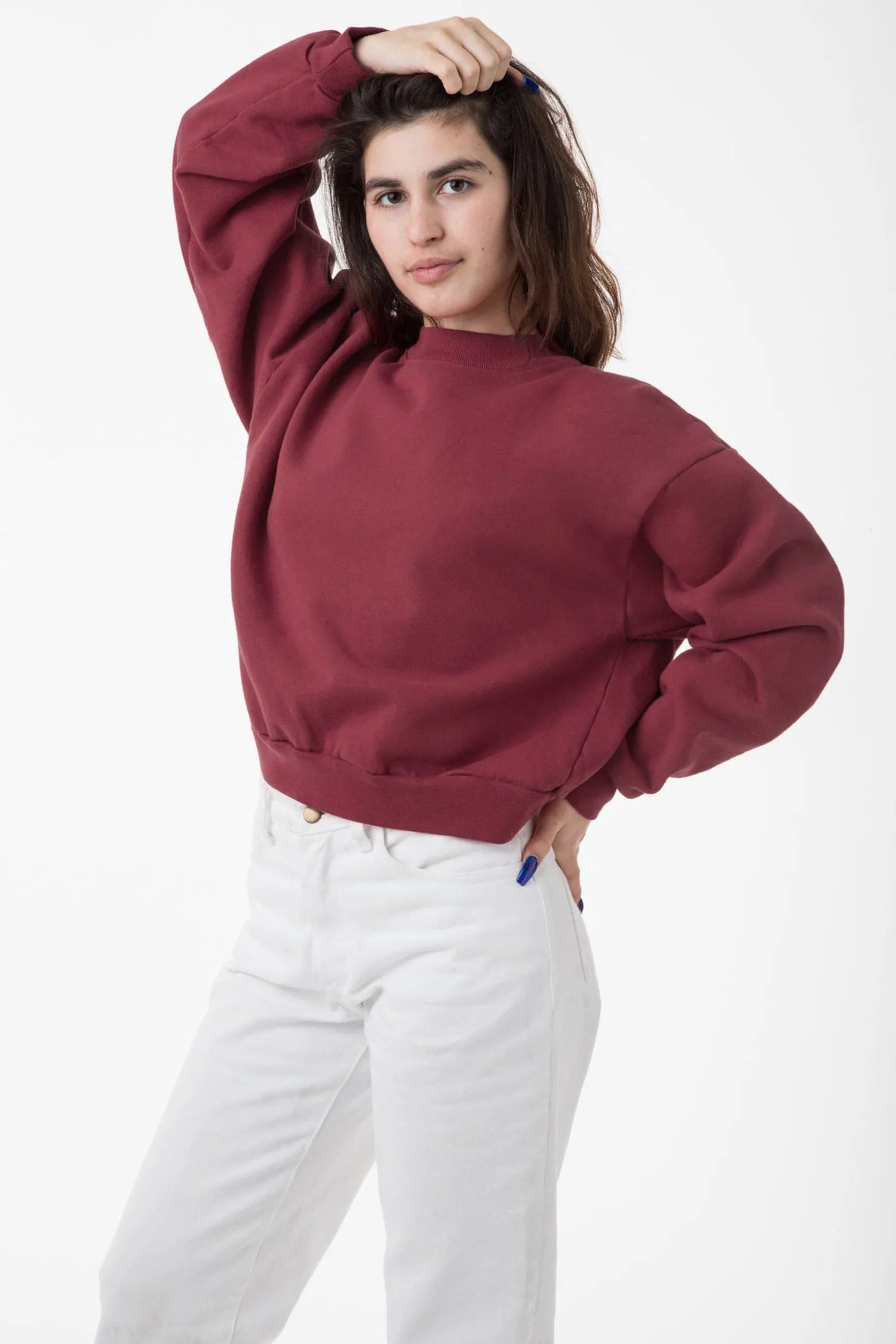 HF06GD - 14 oz Garment Dye Heavy Fleece Cropped Mock Neck Pullover