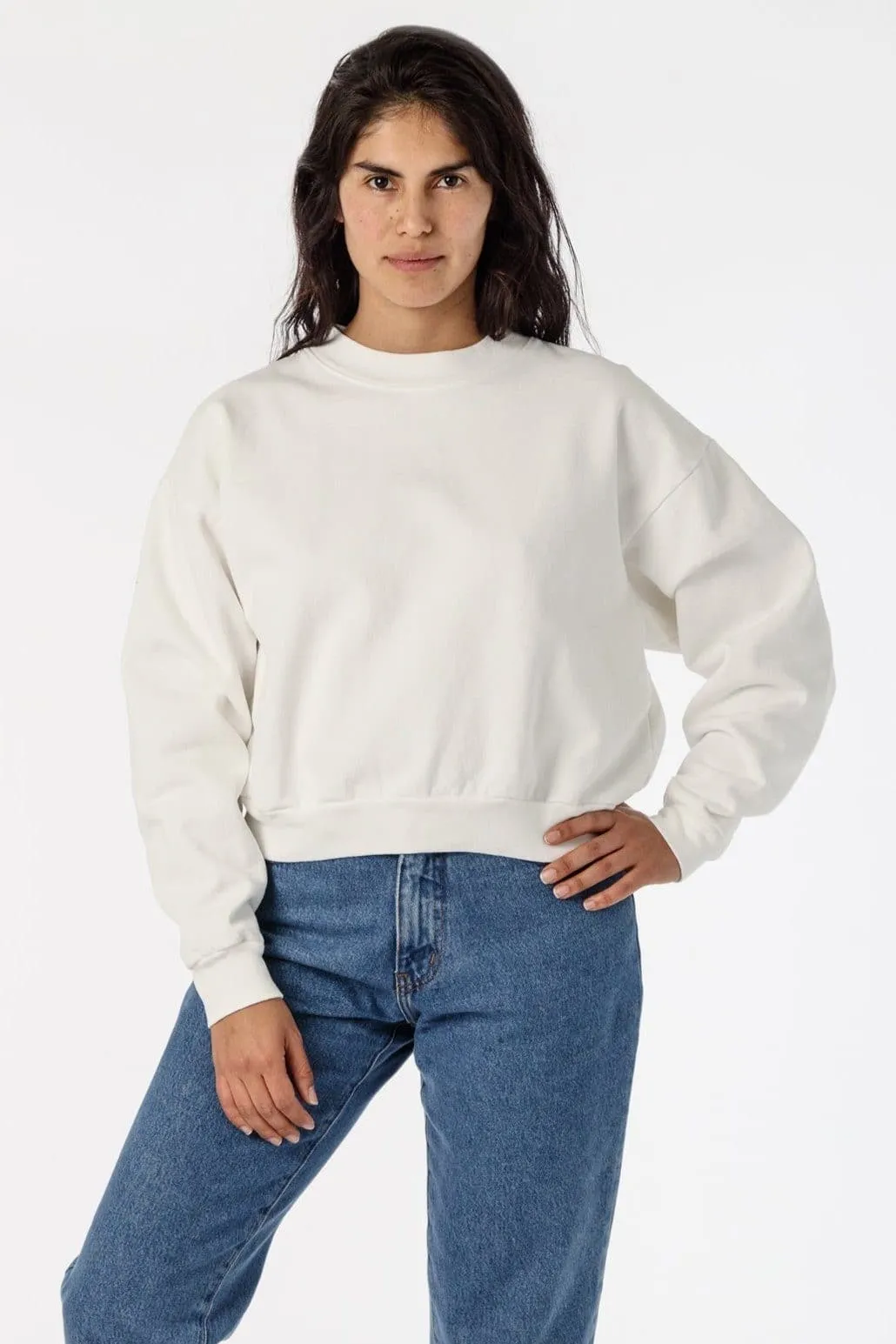 HF06GD - 14 oz Garment Dye Heavy Fleece Cropped Mock Neck Pullover