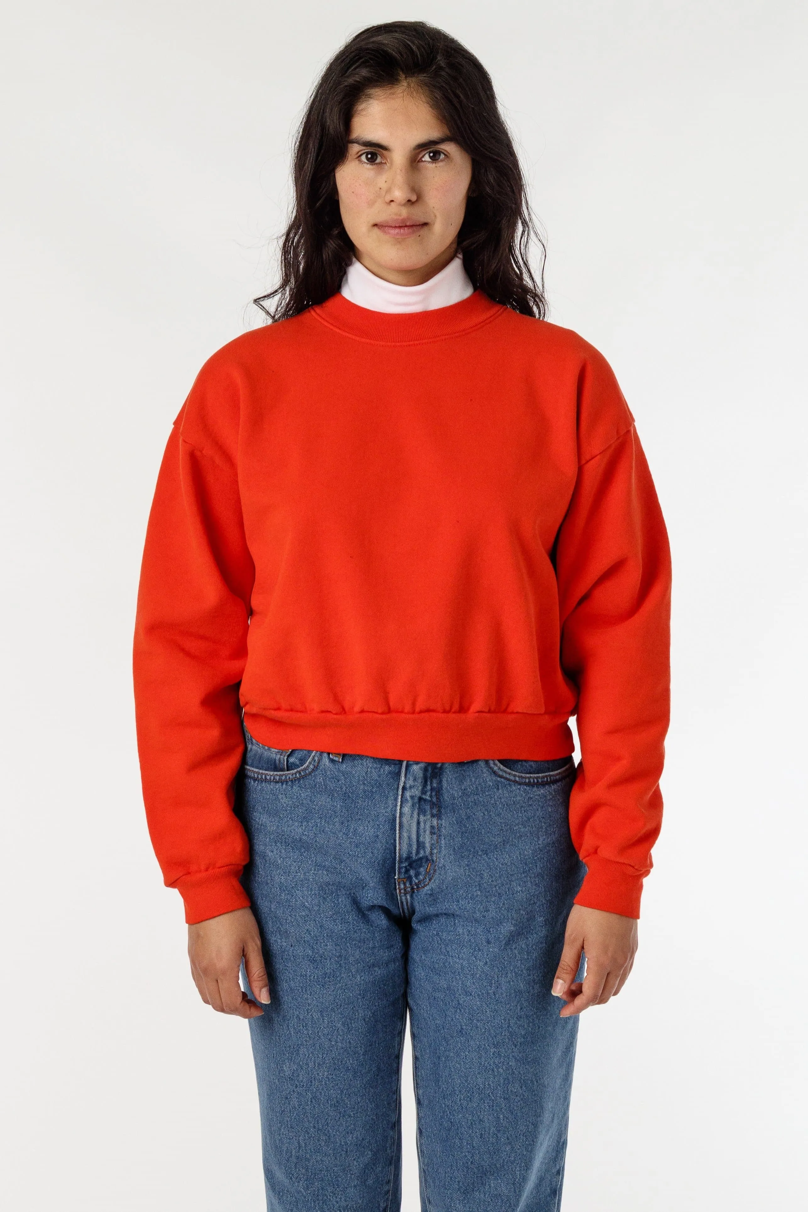 HF06GD - 14 oz Garment Dye Heavy Fleece Cropped Mock Neck Pullover