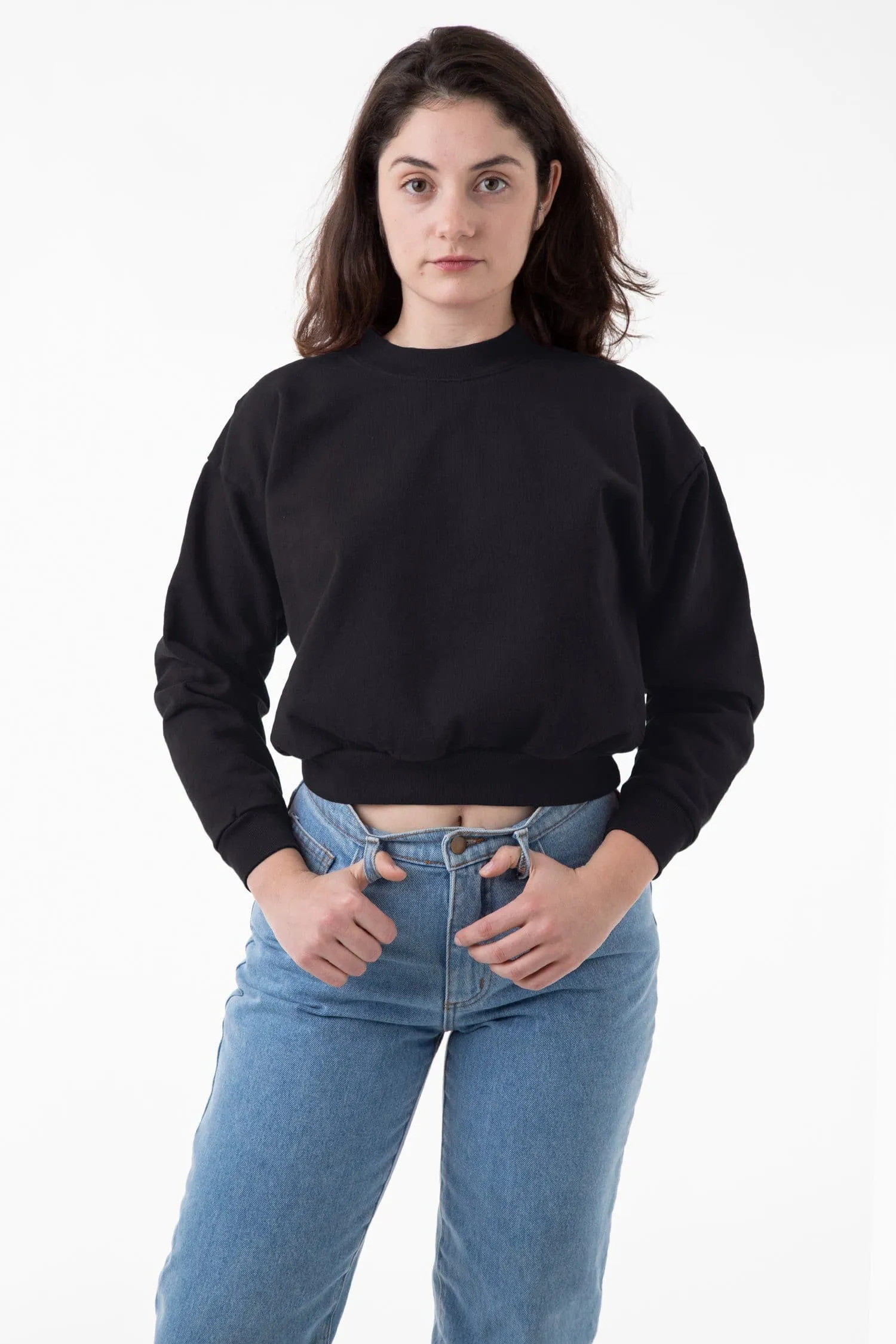 HF06GD - 14 oz Garment Dye Heavy Fleece Cropped Mock Neck Pullover