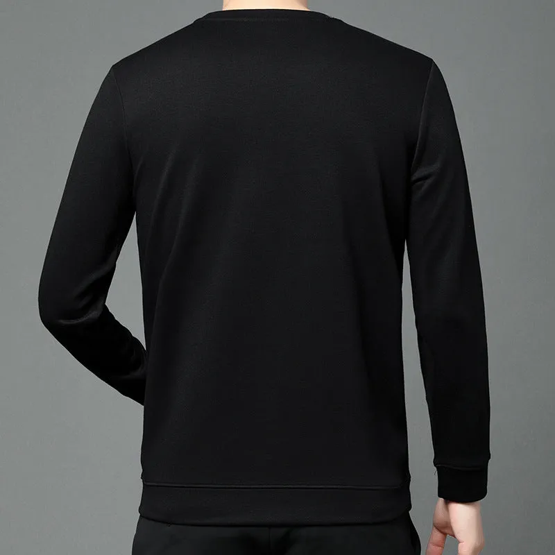 High-Quality Men's Round Neck Long Sleeve Top - Fashionable Luxury T-shirt