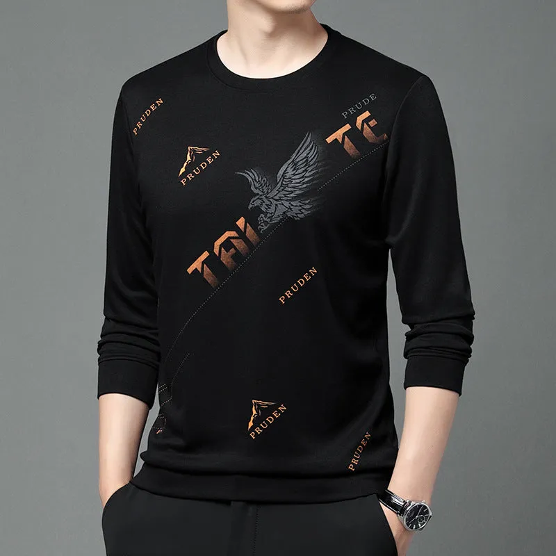 High-Quality Men's Round Neck Long Sleeve Top - Fashionable Luxury T-shirt