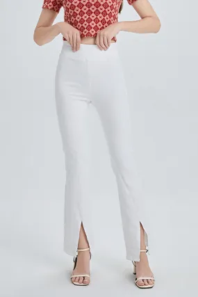 HIGH RISE FRONT SLIT FLARE BYF1073 WHITE