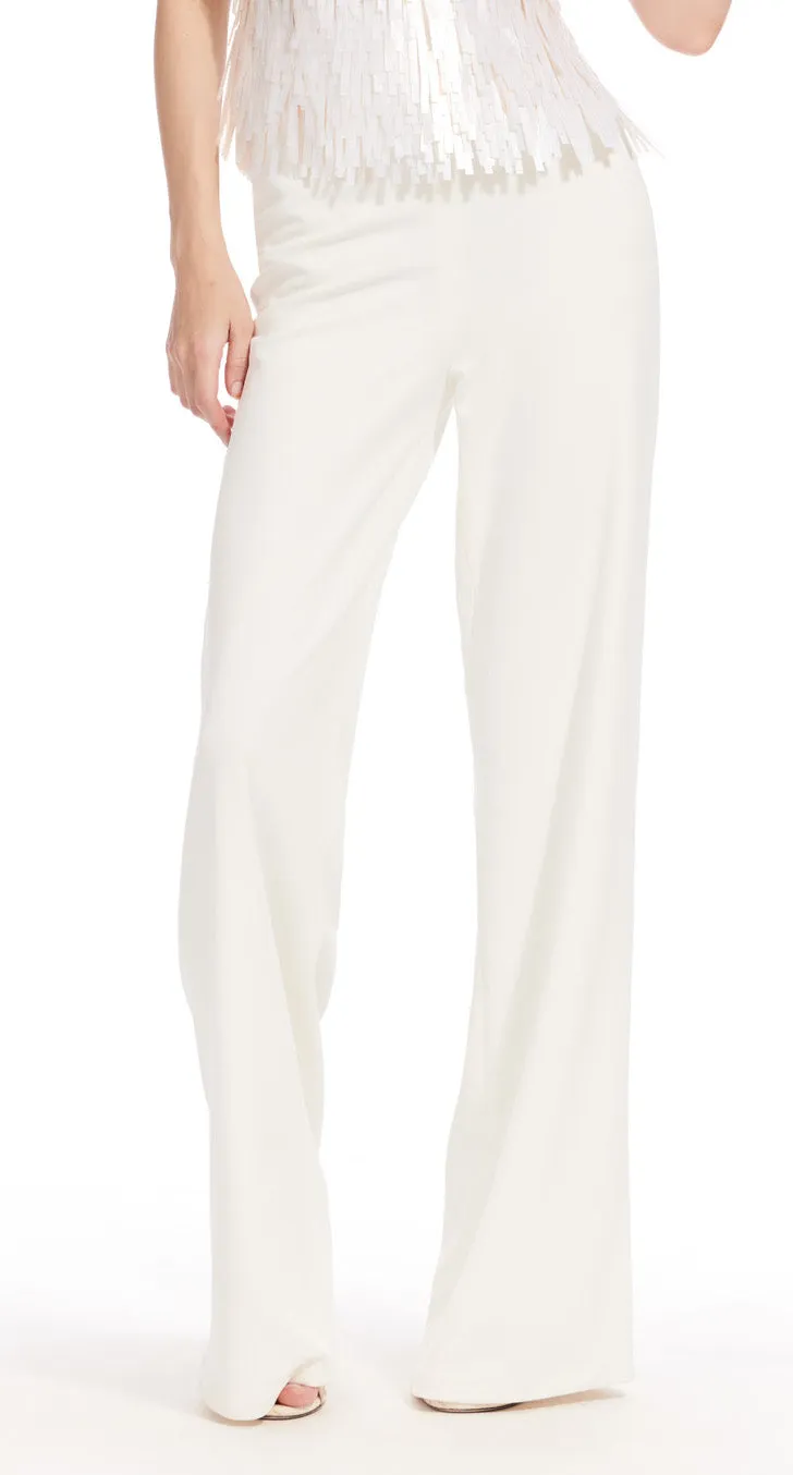 Ivory Stretch Crepe Wide Leg Pant