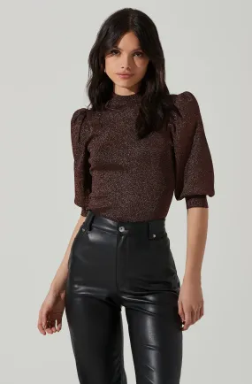 Kay Metallic Puff Sleeve Sweater