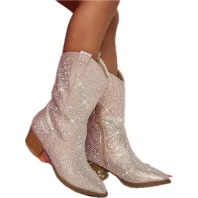 kids rhinestone cowboy boots | champagne